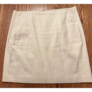 Loft Women's Beige Skirt size 14 front packets 98% Cotton